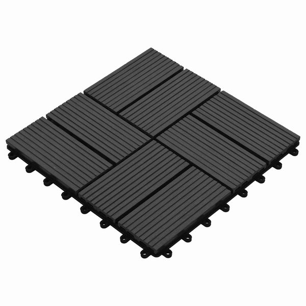 vidaXL Dlažba na terasu 11 pcs Čierna 30 x 30 cm drevoplast