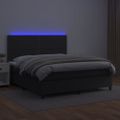 vidaXL Boxspring posteľ s matracom a LED čierna 180x200 cm umelá koža