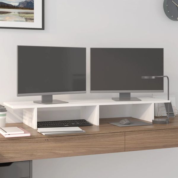 vidaXL Stojan na monitor biely 100x27x15 cm masívna borovica