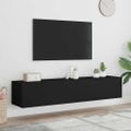 vidaXL TV nástenné skrinky s LED svetlami 2 ks čierne 80x35x31 cm