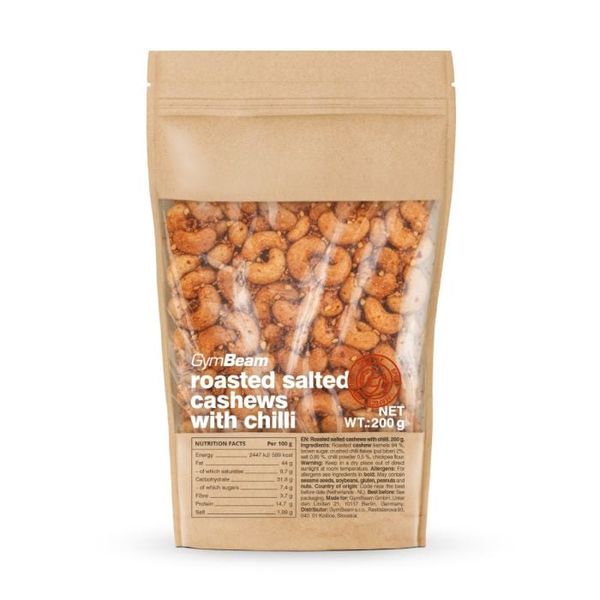 Pražené solené kešu oriešky s chilli - GymBeam