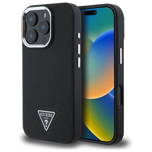 Guess HC MagSafe Grained PU Triangle Logo case for iPhone 16 Pro Max 6,9" black