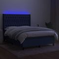 vidaXL Posteľ boxsping s matracom a LED modrá 140x200 cm látka