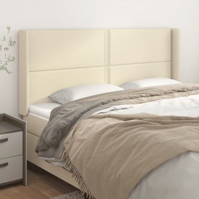 vidaXL Čelo postele so záhybmi krémové 203x16x118/128 cm umelá koža