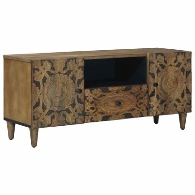 vidaXL TV skrinka Hnedá 105 x 33,5 x 46 cm Masívne mango drevo