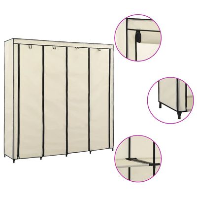 vidaXL Šatník so 4 priehradkami krémový 175x45x170 cm