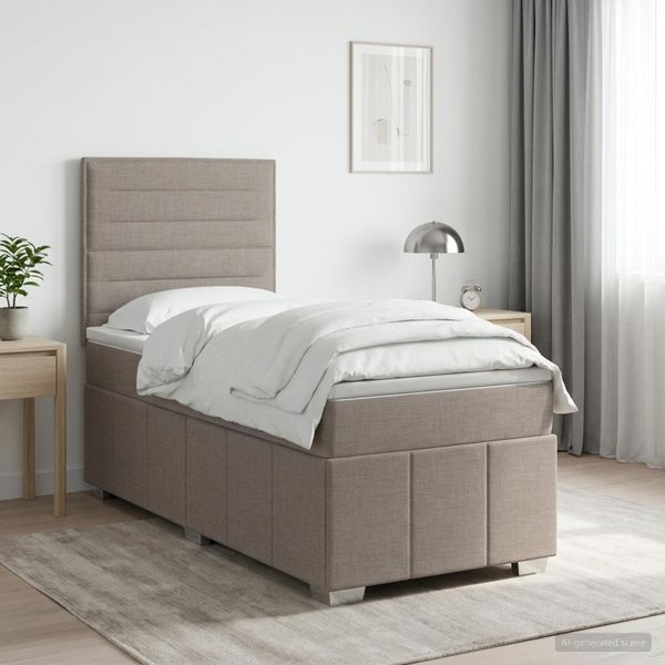vidaXL Posteľ boxspring s matracom Sivohnedá 100 x 200 cm Látka