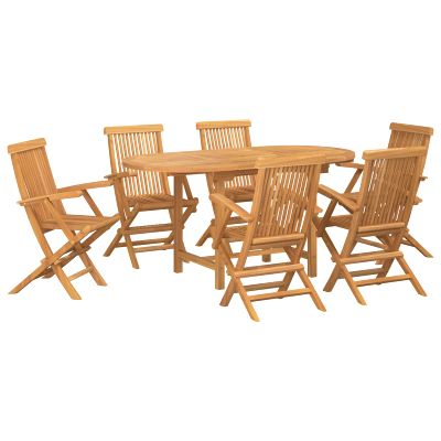 vidaXL Záhradný jedálenský set 7 pcs Hnedá Husté teakové drevo