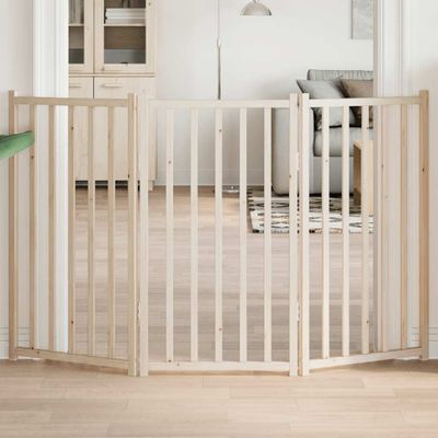 vidaXL Skladacia brána pre psa, 3 panely, 150 cm, masívne jedľové drevo