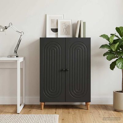 vidaXL Servírovacia skriňa Čierna 66 x 34,5 x 90 cm Kompozitné drevo