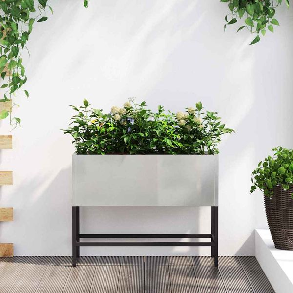 vidaXL Zvýšený záhradný kvetináč Strieborná 60 x 26 x 45 cm