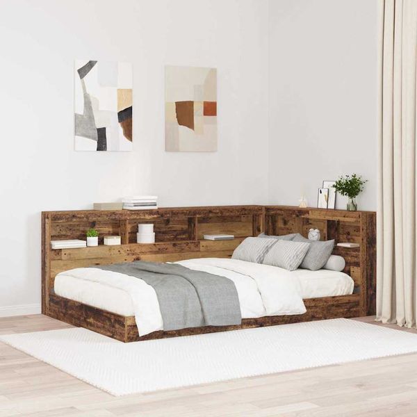 vidaXL Úložné čelo s poličkou Staré drevo 207,5 x 137,5 x 76,5 cm