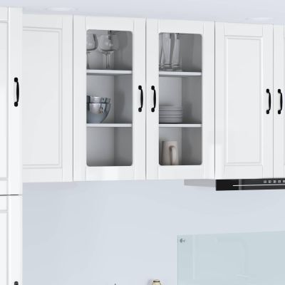 vidaXL Nástenný sklenený kabinet PORTO 2 pcs Vysoký lesk bielej