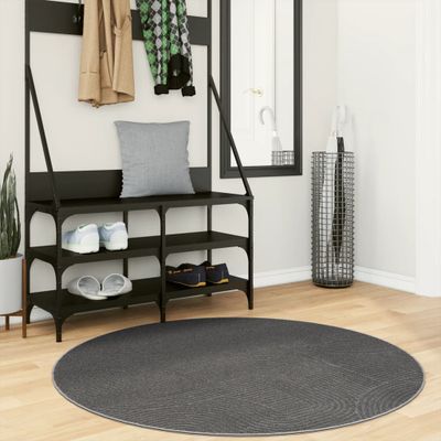 vidaXL Koberec IZA, krátky vlas, škandinávsky vzhľad, antracit Ø 120cm