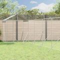 vidaXL Vonkajší koterec pre psov so strechou striebor. 12x12x2,5m oceľ