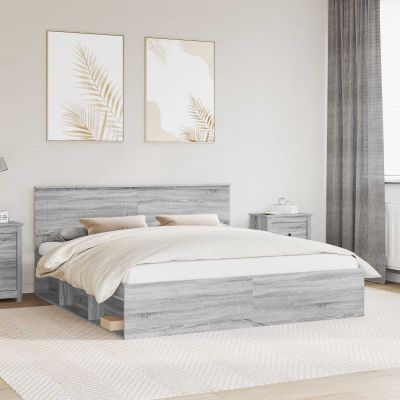 vidaXL Rám postele Sivý Sonoma 180 x 200 cm Kompozitné drevo