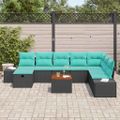 vidaXL Súprava záhradných pohoviek 9 ks Čierna Poly ratan