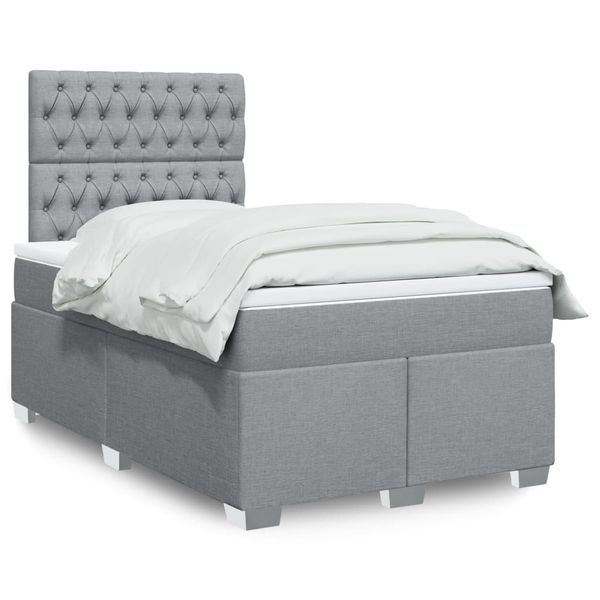 vidaXL Boxspring posteľ s matracom bledosivá 120x200 cm látka
