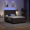 vidaXL LED box s pružinami s matracmi Tmavohnedá 160 x 200 cm látka