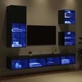 vidaXL TV nástenné jednotky s LED 5 ks Čierny dub 100 x 30 x 30 cm
