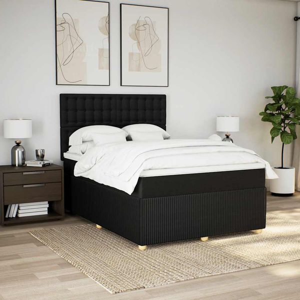 vidaXL Posteľný rám boxspring s matracom čierny 160x200 cm látka