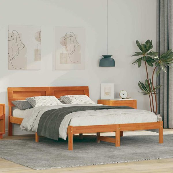 vidaXL Rám postele Včelí hnedý 140 x 190 cm Masívne borovicové drevo