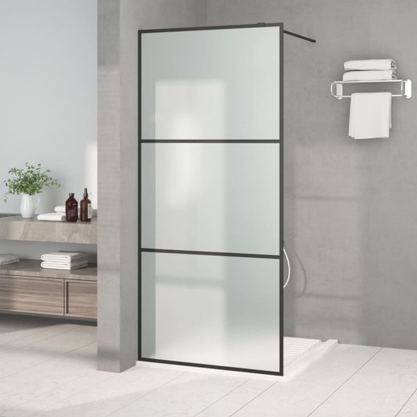 vidaXL Sprchová zástena čierna 90x195 cm matné ESG sklo
