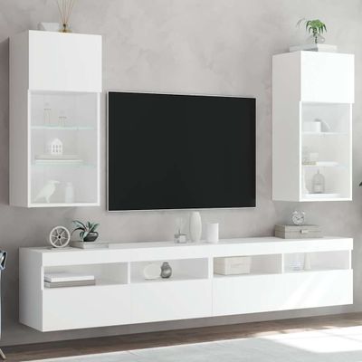 vidaXL TV skrinky s LED svetlami 2 ks biele 40,5x30x90 cm