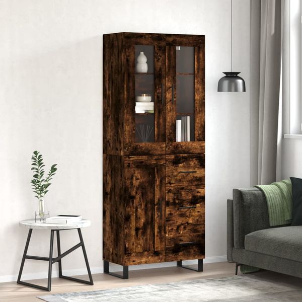 vidaXL Vysoká skrinka dymový dub 69,5x34x180 cm spracované drevo