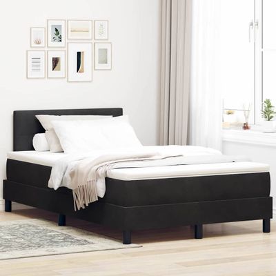 vidaXL Posteľ s pružinovým rámom s matracmi Čierna 120 x 190 cm Zamat