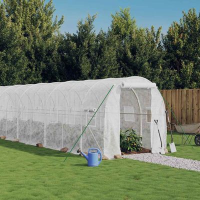 vidaXL Fóliovník s oceľovým rámom biely 32 m² 16x2x2 m