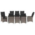 vidaXL Záhradný jedálenský set 9 ks Sivá polyratan