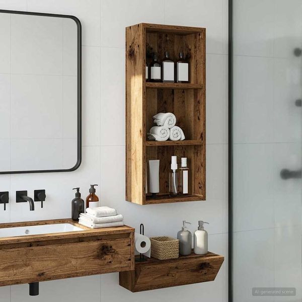vidaXL Kúpeľňová nástenná skriňa Nástenný Staré drevo 30 x 14 x 70 cm