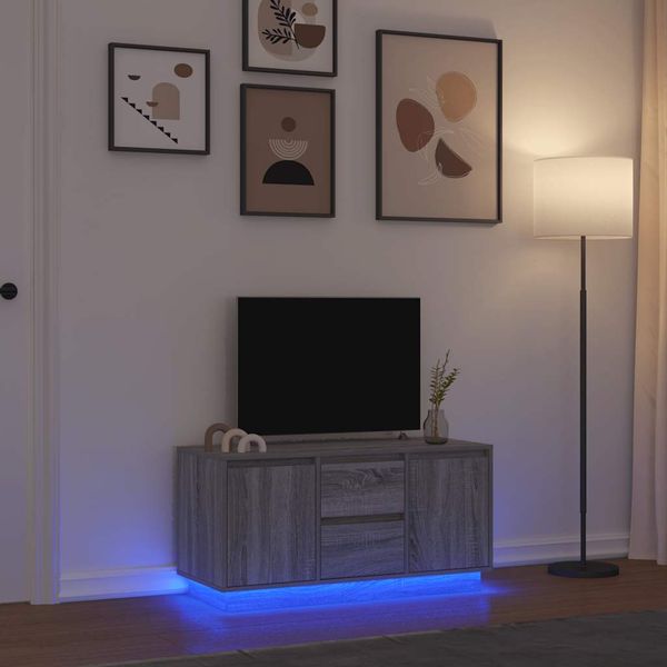 vidaXL TV skrinka s LED svetlami sivá sonoma 100x41x50 cm