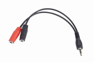 Kábel CABLEXPERT rozdvojka jack 3,5 mm (4 pólový) na 2x3, 5mm M/F, 20cm, čierny