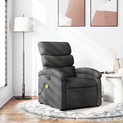 vidaXL Masážne kreslo s polohovacím mechanizmom, tmavosivá látka