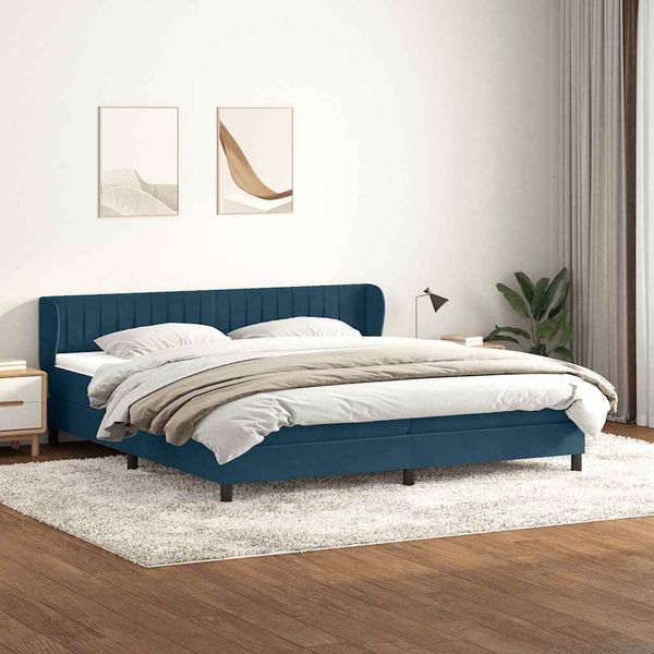 vidaXL Box Spring Posteľ s matracmi Tmavomodrá 200x210 cm Zamat