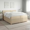 vidaXL Posteľ boxspring s matracom Krémová 200 x 200 cm Látka