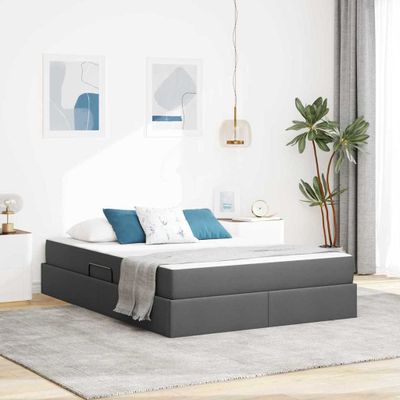 vidaXL Postel s úložným prostorem a matrací Tmavo šedá 140 x 190 cm