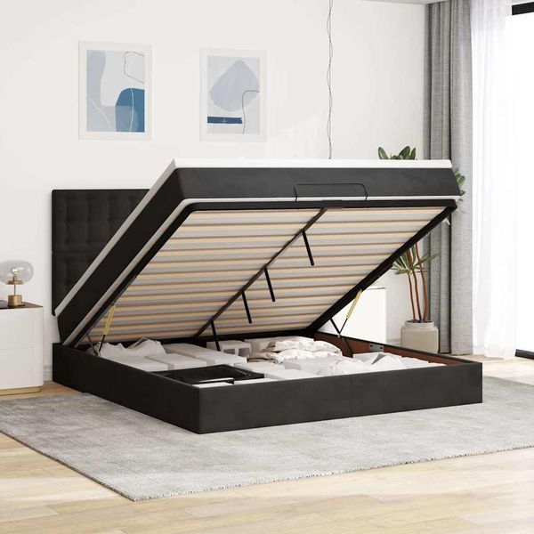 vidaXL Osmanský rám postele s matracmi čierna 160x200 cm zamat