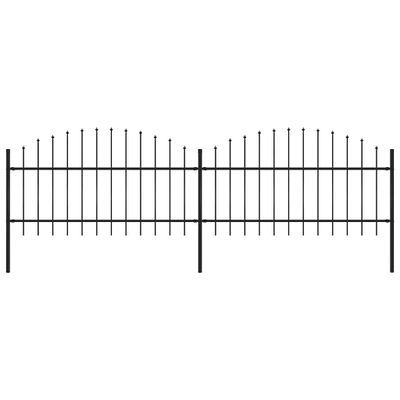 vidaXL Záhradný plot s vrchnou časťou z ocele 337x125 cm čierny
