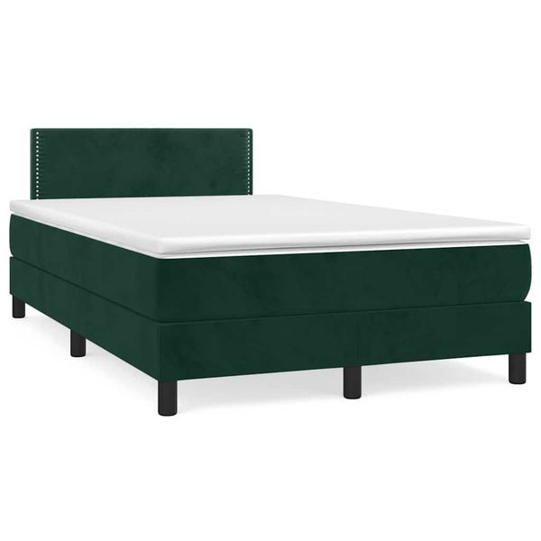 vidaXL Boxspring posteľ s matracom, tmavozelená 120x190cm, zamat