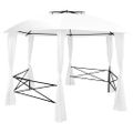 vidaXL Záhradný prístrešok so závesmi 360x312x265 cm, biely 180 g/m²