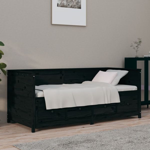 vidaXL Denná posteľ čierna 75x190 cm borovicový masív