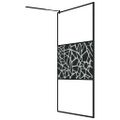 vidaXL Sprchová zástena z ESG skla s dizajnom kameňov 115x195cm čierna