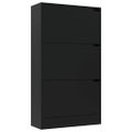 vidaXL Botník s 3 dvierkami čierny 59x24x105 cm drevotrieska