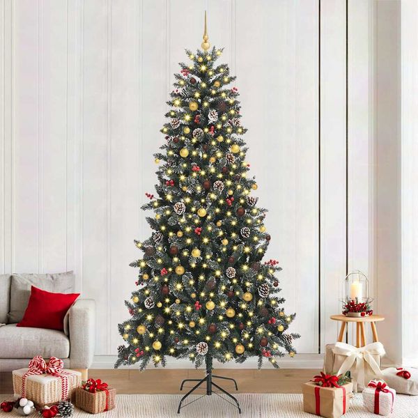 vidaXL Umelý vianočný stromček Zelená 240 cm PVC, plast a oceľ