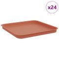 vidaXL Štvorcový kvetinový podnos 24 ks Tehlovo červená Plast