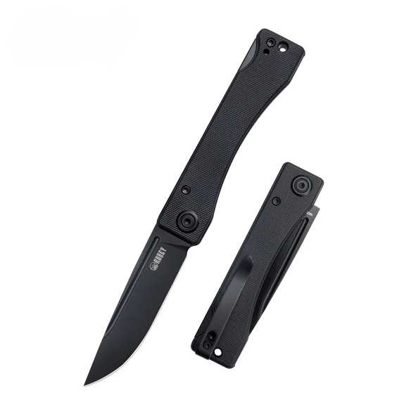 Kubey KU2102D Akino vreckový nôž 7,7 cm, Blackwash, čierna, G10