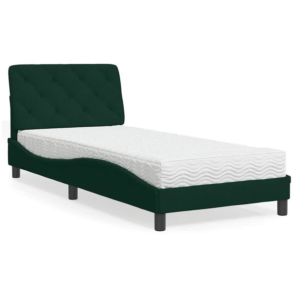 vidaXL Posteľ s matracom tmavozelený 80x200 cm zamat